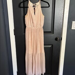 Maison Jules Pink Pleated Halter Maxi Dress